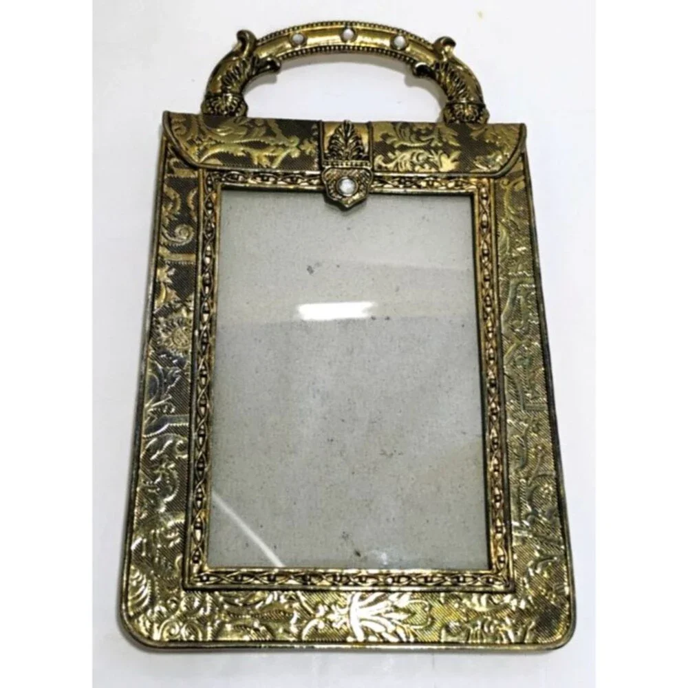 Vintage Gold Metal Jeweled Ornate Photo Picture Frame 3x5 Photo GORGEOUS 7